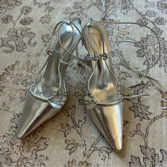 PrettyLittleThing Shoes New Prettylittlething Silver Strappy